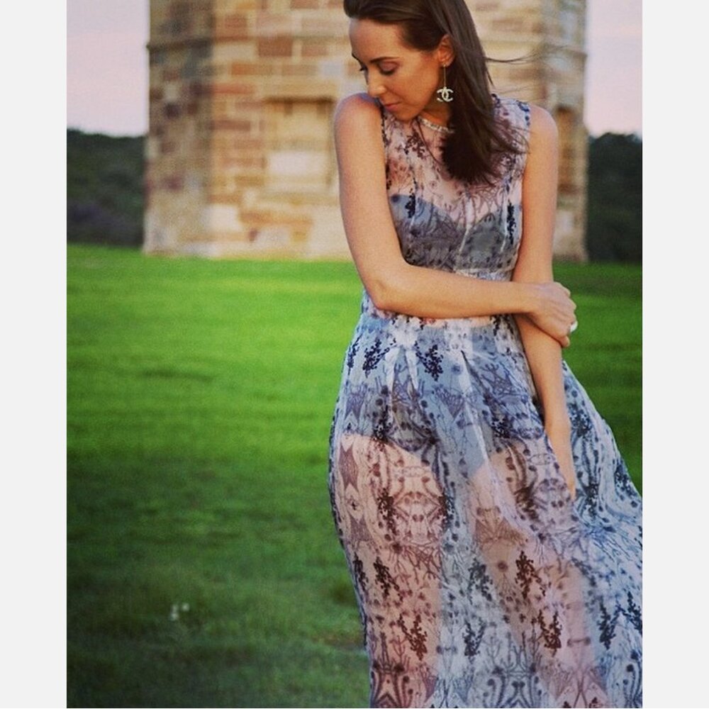 Lauren Damelian 2012 Archival Venus Looking Glass Silk Organza Sheer Dress